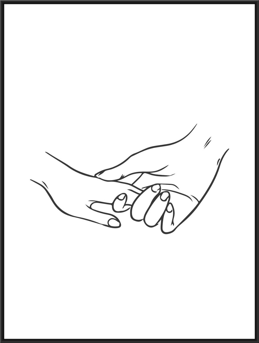 Hand holding line drawing, minimalist line art, romantic wall art ...