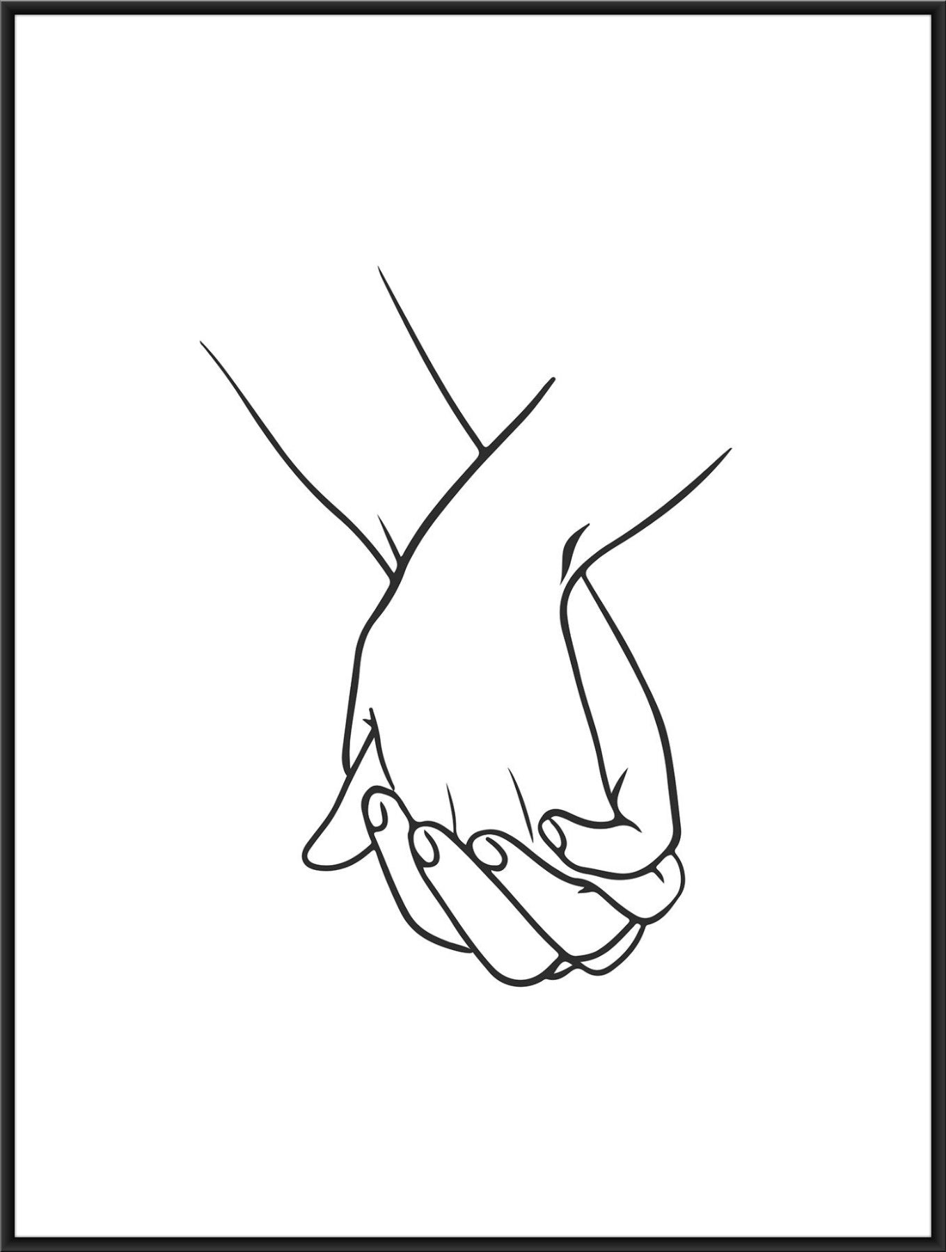 Hand holding line drawing, minimalist line art, romantic wall art