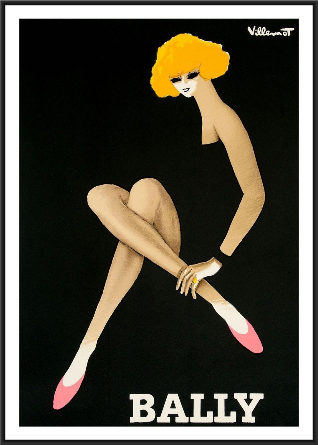 Bernard Villemot バリーガール アートポスター  A2版 Bally blonde print, Bernard Villemot poster, vintage Bally